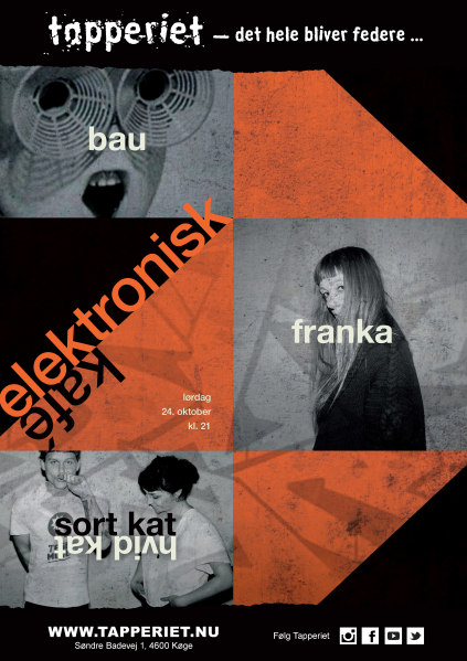 Bau, Franka og Sort Kat Hvid Kat på Tapperiet plakat design